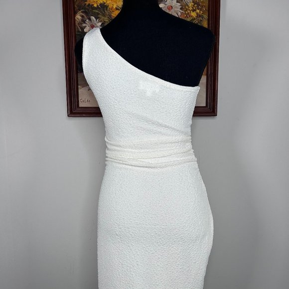 Emerald Sundae Mini Bodycon Dress Women's Medium One Shoulder Off White Party - Picture 4 of 13